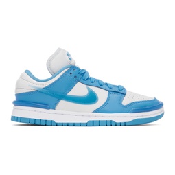 White & Blue Dunk Low Twist Sneakers 241011F128148