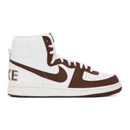 White & Brown Terminator High Sneakers 241011M236025