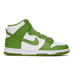 White & Green Dunk High Retro Sneakers 241011M236036