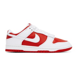 Red & White Dunk Low Retro Sneakers 241011M237166
