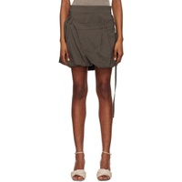 Brown Draped Suit Miniskirt 241016F090009