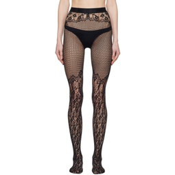 Black Flower Lace Tights 241017F076012
