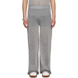 Silver Pointelle Trousers 241020M191002