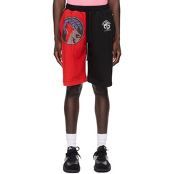 Red & Black Graphic Shorts 241020M193005