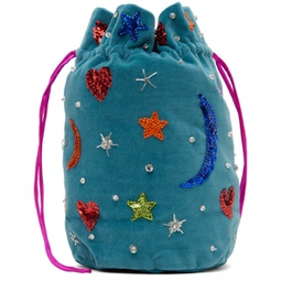Blue Mini Embellished Pouch 241039F045000