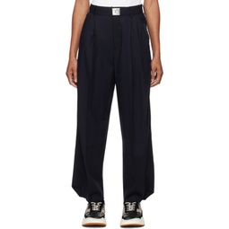 Navy Pleated Trousers 241039F087003