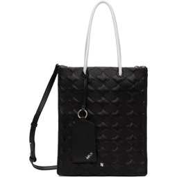 Black Quilted Shopper Tote 241039M172003