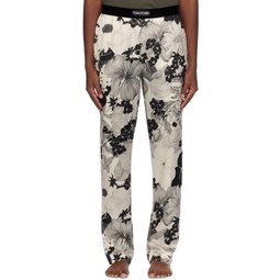 Black & Off-White Floral Pyjama Pants 241076M218000