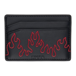 Black Faux-Leather Flame Artwork Card Holder 241084M163002
