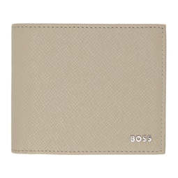 Taupe Embossed Leather Logo Lettering Wallet 241085M164009