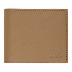 Brown Matte Leather Embossed Logo Wallet 241085M164012