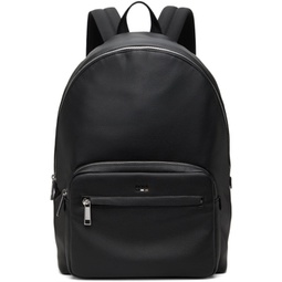 Black Faux-Leather Signature Details Backpack 241085M166009