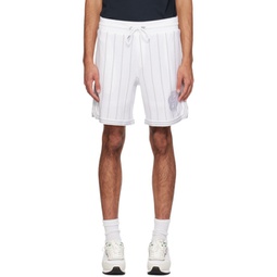 White & Gray Stripe Shorts 241085M193060