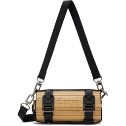 Beige & Black Strap Small Bamboo Bag 241107F048004