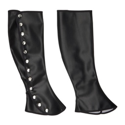 Black Gwen Spats Faux-Leather Leg Warmers 241126F076003