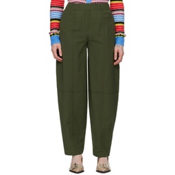 Green Curved Trousers 241144F087032
