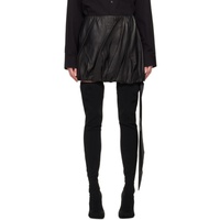 Black Ballooned Leather Miniskirt 241154F090005