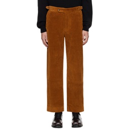 Brown Cinch Tab Trousers 241169M191003
