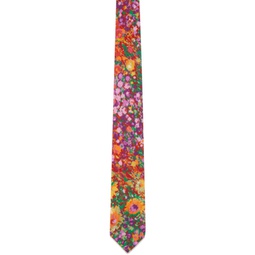 Multicolor Cotton Floral Satin Neck Tie 241175M158007
