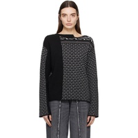 Black Paneled Sweater 241188F096002