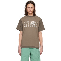 Brown Two-Layer T-Shirt 241188M213004
