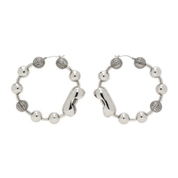 Silver The Monogram Ball Chain Hoop Earrings 241190F022003