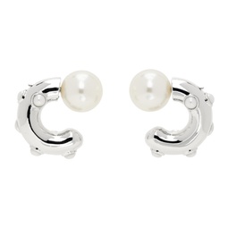 Silver Pearl Dot Hoop Earrings 241190F022008