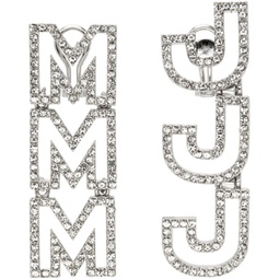 Silver MJ Logo Crystal Earrings 241190F022011