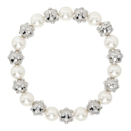 Silver & White The Pearl Dot Statement Necklace 241190F023005