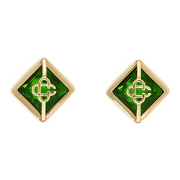 Gold & Green Crystal Monogram Earrings 241195F022003