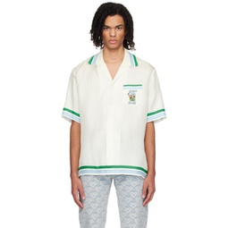 White Knitted Collar Shirt 241195M192022