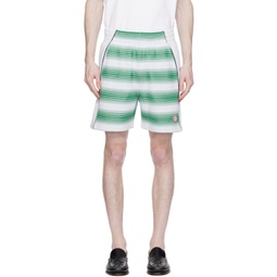 White Gradient Stripe Shorts 241195M193018