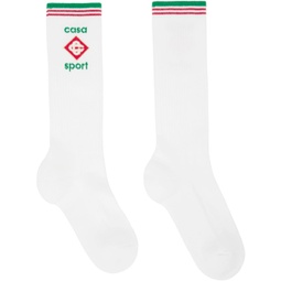 White Casa Sport Logo Socks 241195M220001