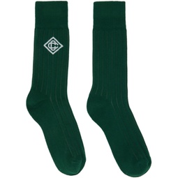 Green Monogram Logo Socks 241195M220008