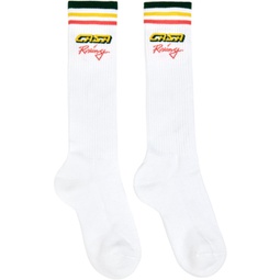 White Racing Socks 241195M220016