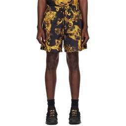 Black & Gold Watercolor Couture Shorts 241202M193024