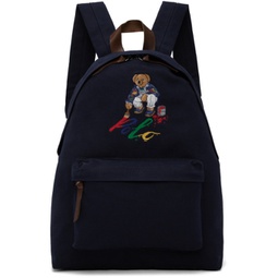 Navy Polo Bear Canvas Backpack 241213M166002