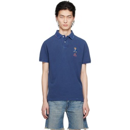 Navy Embroidered Polo 241213M212027