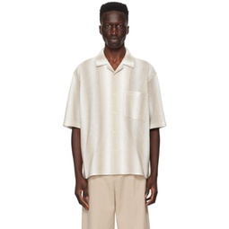 Beige & White Stripe Shirt 241221M192011