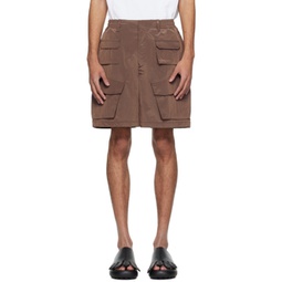 Brown Flap Pocket Shorts 241221M193011