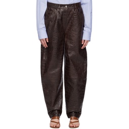 Brown Scarlett Leather Pants 241231F084002