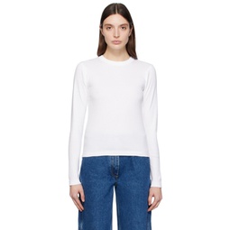 White Eloise Long Sleeve T-Shirt 241231F110003