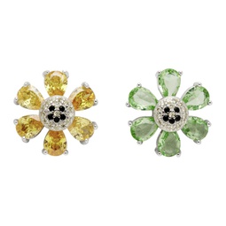 SSENSE Exclusive Green & Yellow Happy Flower Earrings 241236F022013