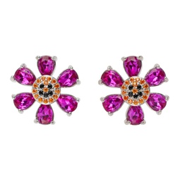 SSENSE Exclusive Pink & Silver Happy Flower Earrings 241236F022014