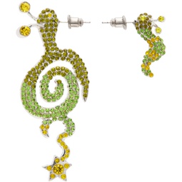 SSENSE Exclusive Silver & Green Tattoo Snail Earrings 241236F022015