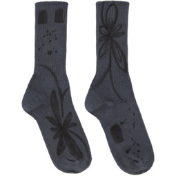 Gray Flower Burst Socks 241236F076005