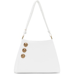 White Embleme Grained Calfskin Shoulder Bag 241251F048030