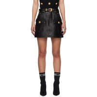 Black Belted Leather Miniskirt 241251F090006
