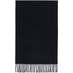 Navy Ambroise Embroidered Scarf 241252M150009