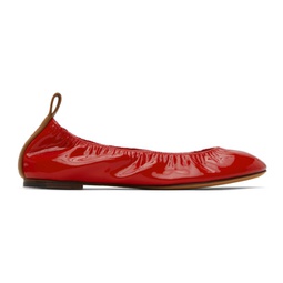 Red Leather Ballerina Flats 241254F118007